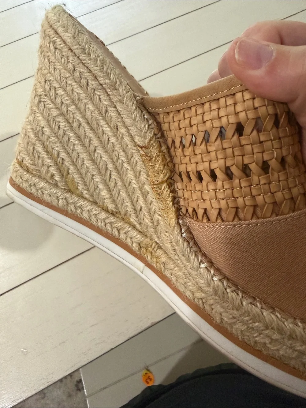TOMS Tan Woven Espadrille Wedge Sandals